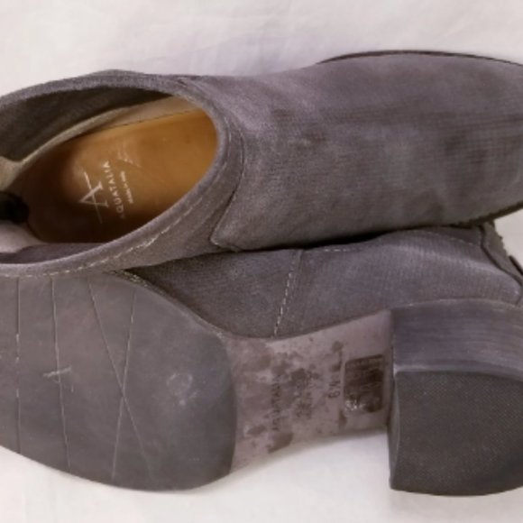 AQUATALIA ITALIAN WOMEN ANKLE BOOTS BACK ZIPPER GRAY SUEDE SIZE 6.5 - Picture 7 of 10